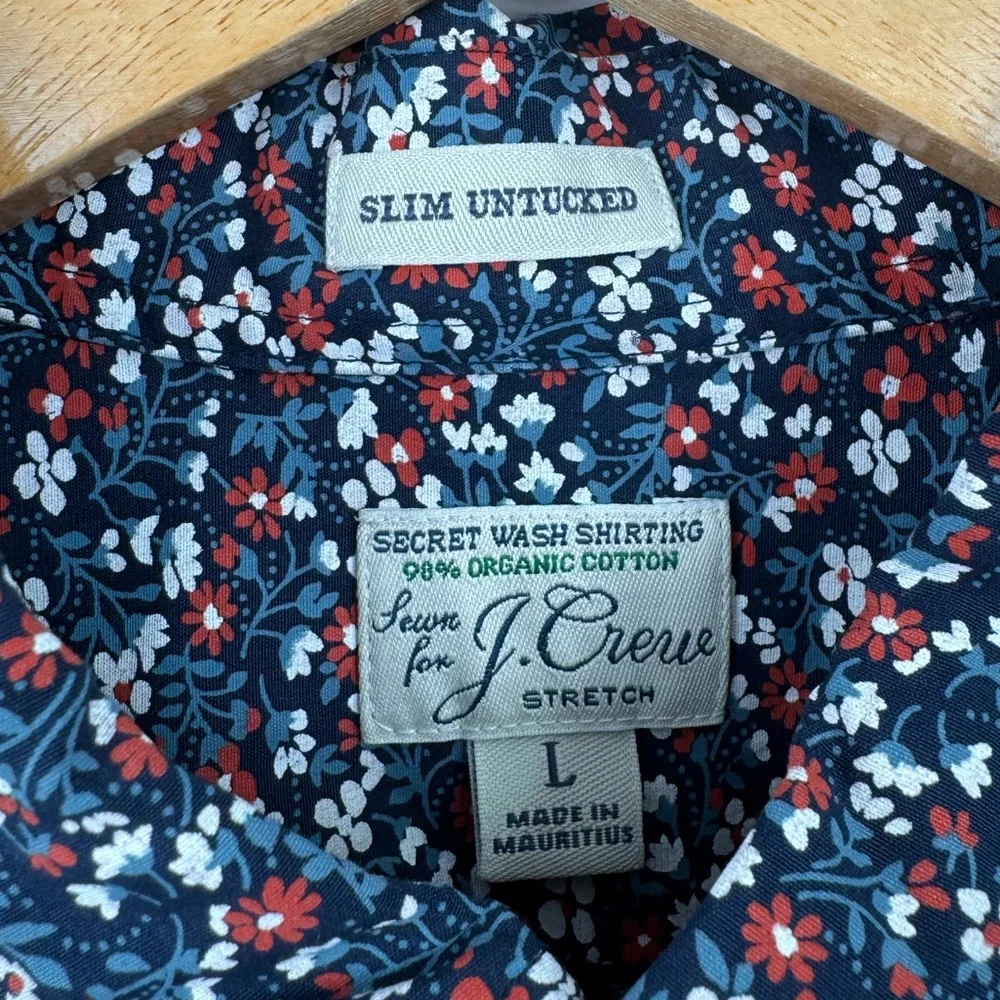 NWT J.Crew Men Floral Organic‎ Cotton Button Down Shirt Size Large
